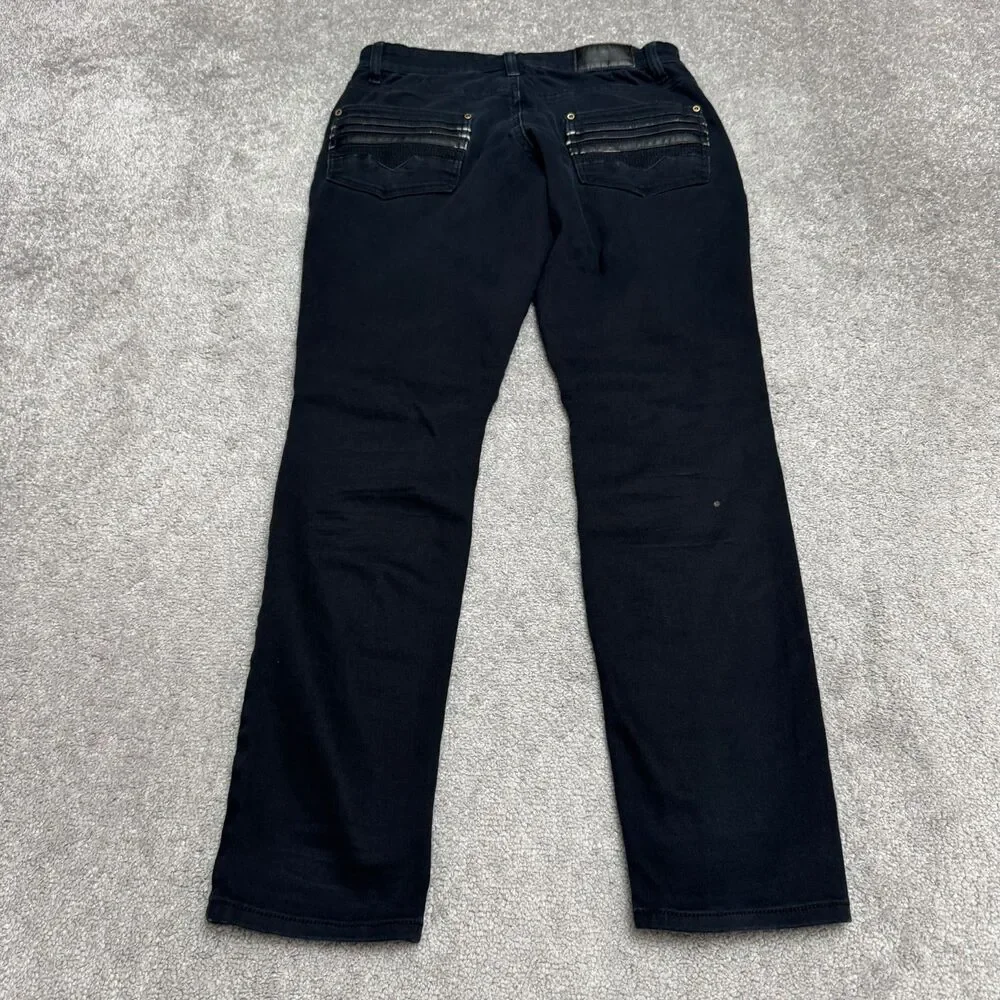 G Fried Slim Fit Straight Moto Denim Jeans Men 32x32 Black Paneled Biker Stretch